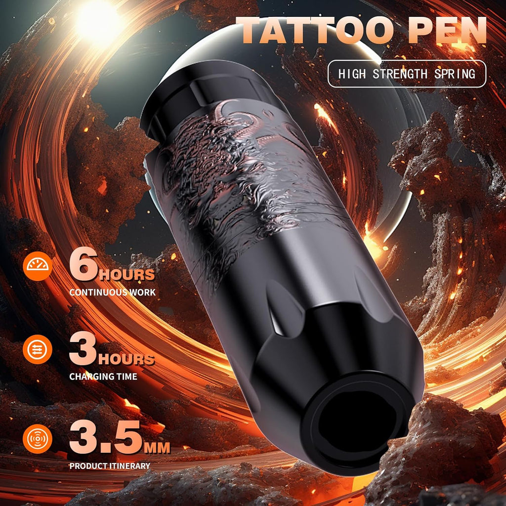 Tattoo Kit Tattoo Gun Kit Wireless Tattoo Machine Kit with Power Supply and Tattoo Cartridge Needles, Tattoo Supplies