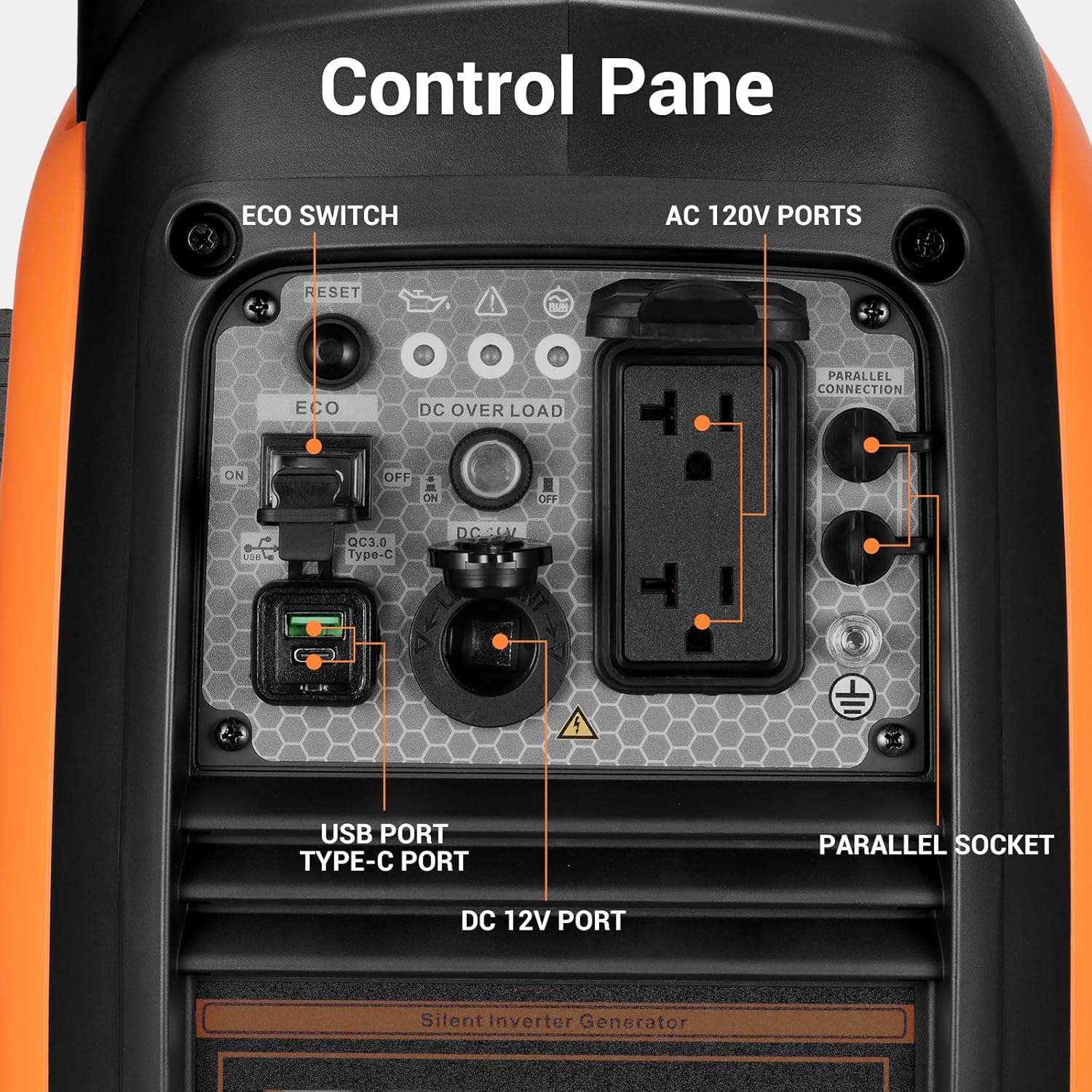 2800-Watts Portable Inverter Generator, Gas Generators for Home Use, Camping, Super Quiet Emergency Home Backup, with