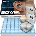 PQ Wax Ear Plugs, Silicone Earplugs for Sleep, Blue, 50 Ct