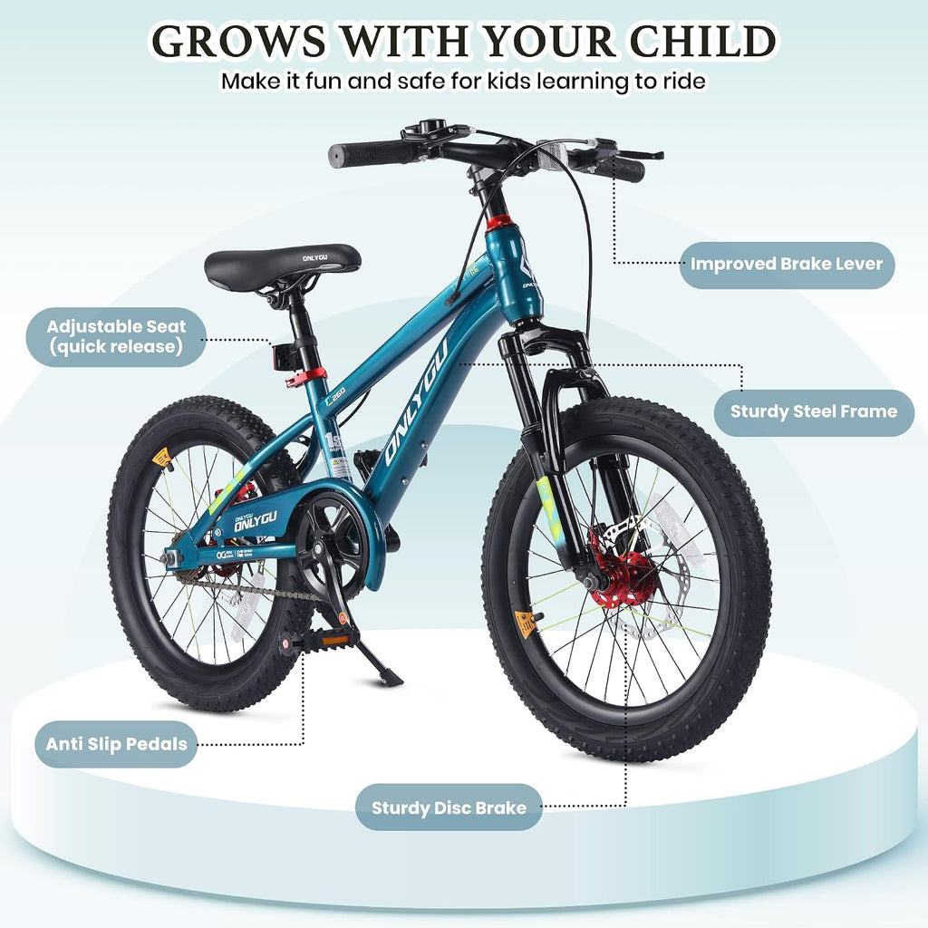 18 20 Inch Kids Bike for Ages 5-13, Boys Girls Bicycle with Handbrake and Adjustable Seat, Beginner Bike for Daily