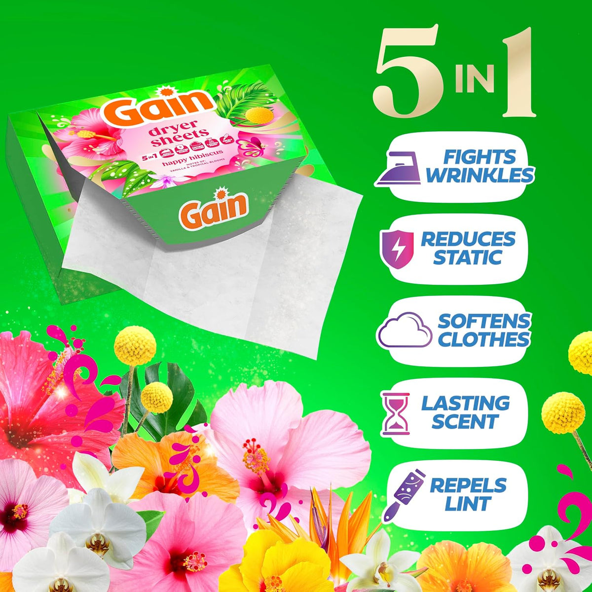 Laundry Dryer Sheets, Fabric Softener Anti Static Sheets, Happy Hibiscus Scent, 240 Count