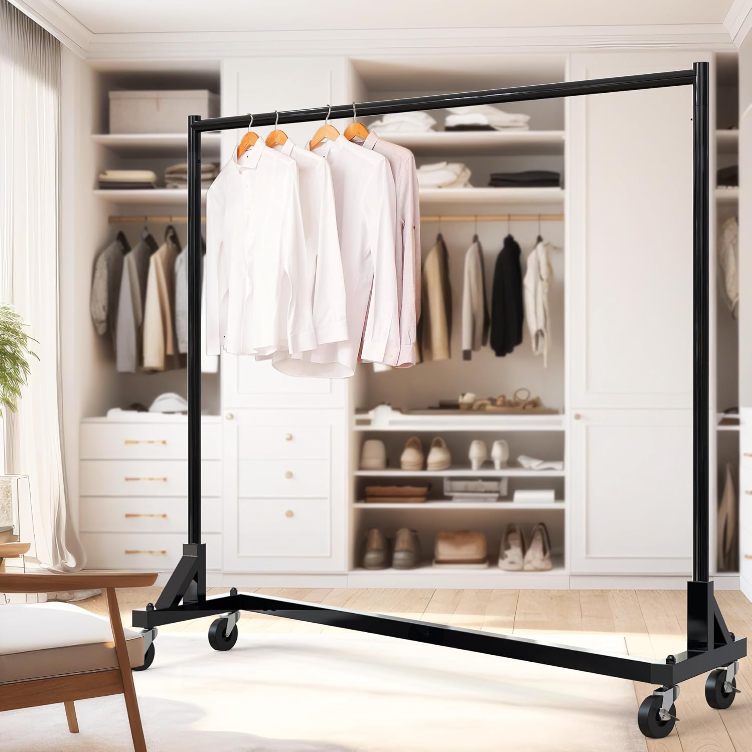 Industrial Grade Z-Base Garment Rack, 63" W/500Lb, Black