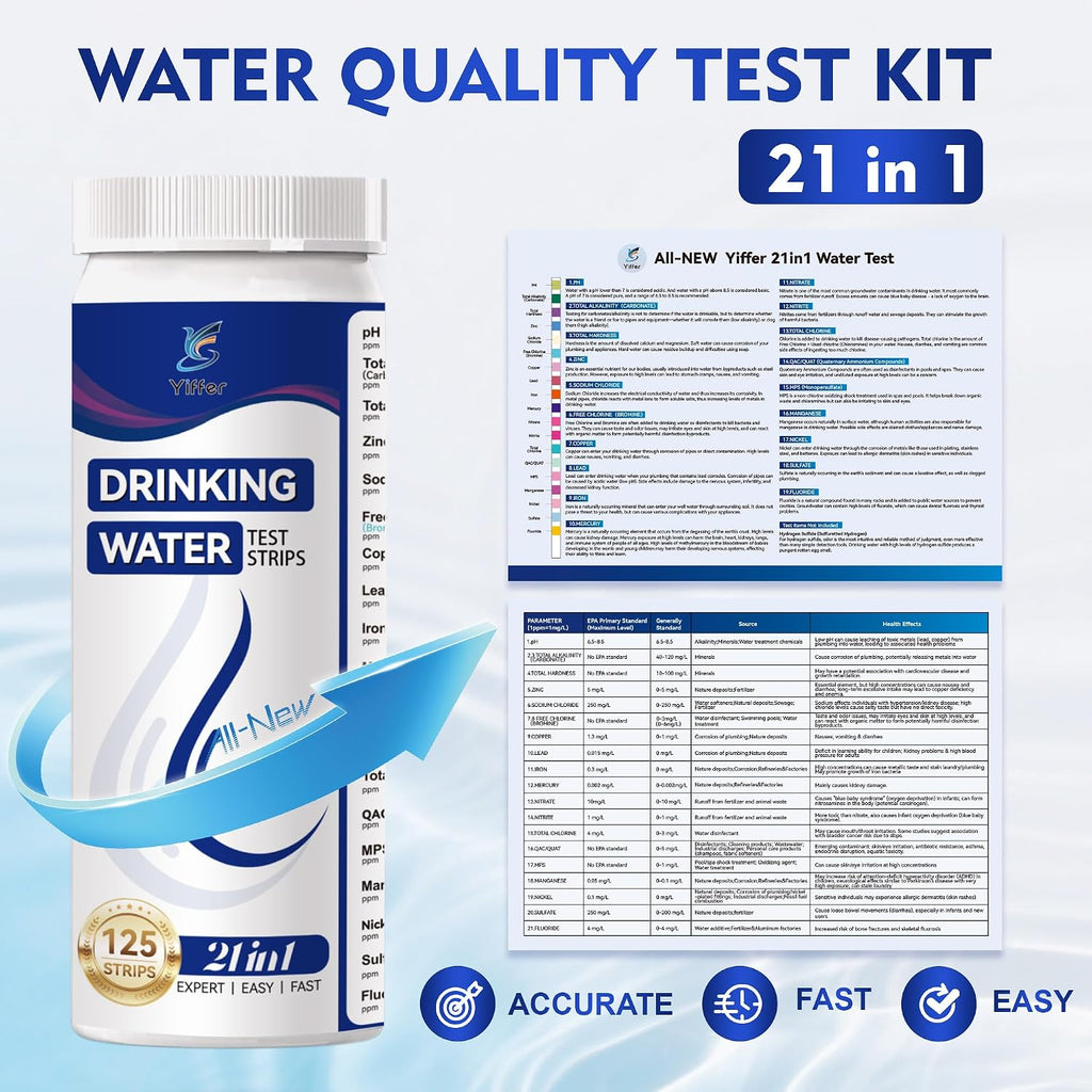21-in-1 Drinking Water Test Strips, 125ct for Well & Tap