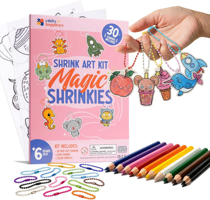 Shrink Art Sheets - Craft Kit for Kids - Art and Craft for Kids - Shrink Plastic Sheets with 30 Pre Cut Charms - DIY