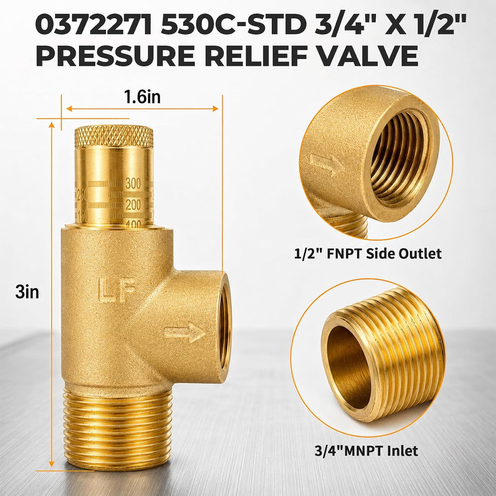 0372271 530C-STD 3/4" x 1/2" Poppet Type Calibrated Pressure Relief Valve