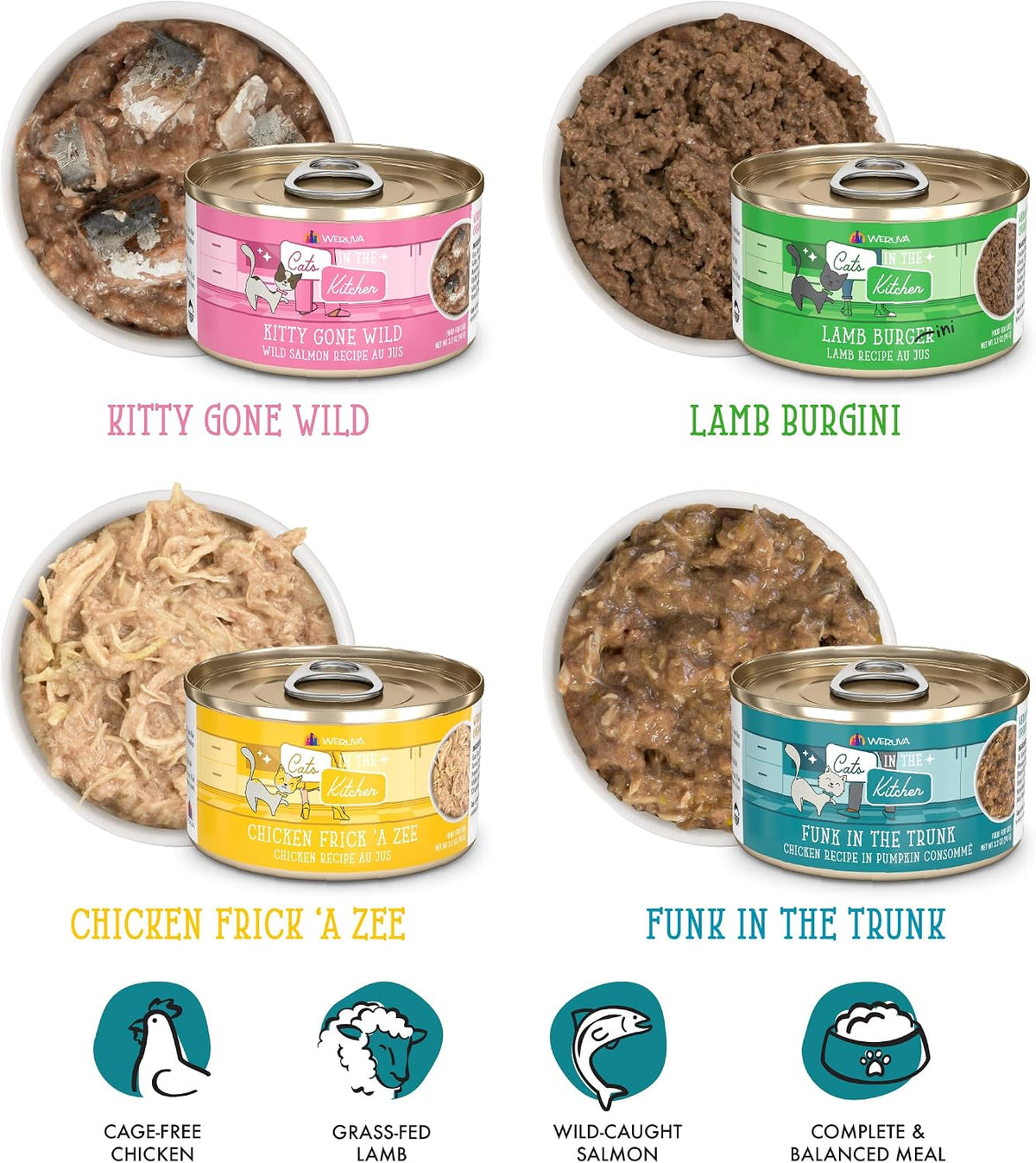 Cats in the Kitchen, Kitchen Cuties Variety Pack, Wet Cat Food, 3.2oz Can (Pack of 12)