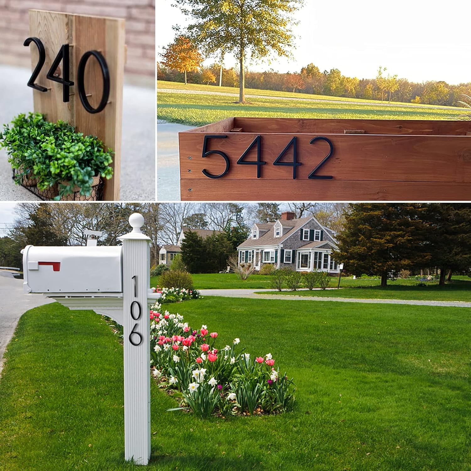 House Modern Numbers Floating, 5 Inch Black House Numbers for Outside Garden Door Mail Box Decor, with Nail Kit and