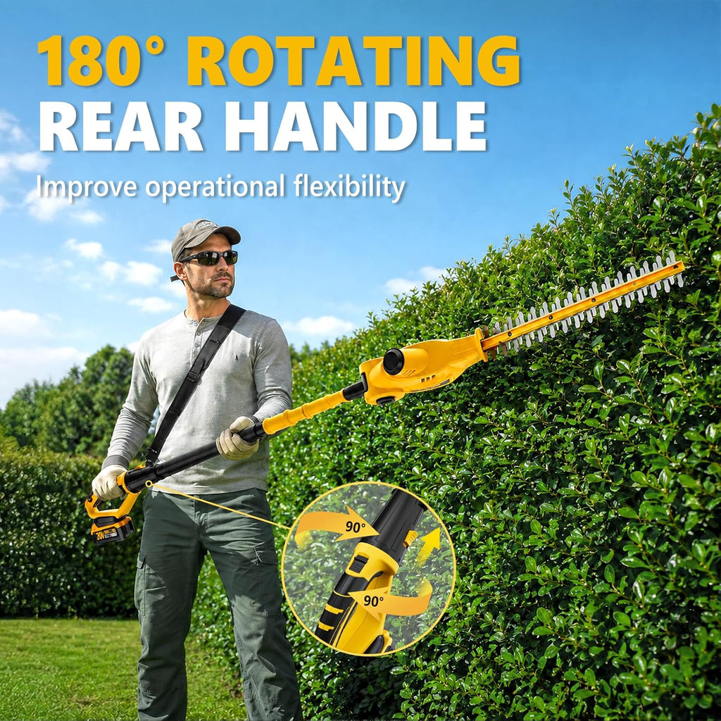 20V MAX Pole Hedge Trimmer,Telescoping Pole Hedge Trimmer,with 2 Packs 4.0Ah Batteries & Charger,8 Feet Hedge Trimmer