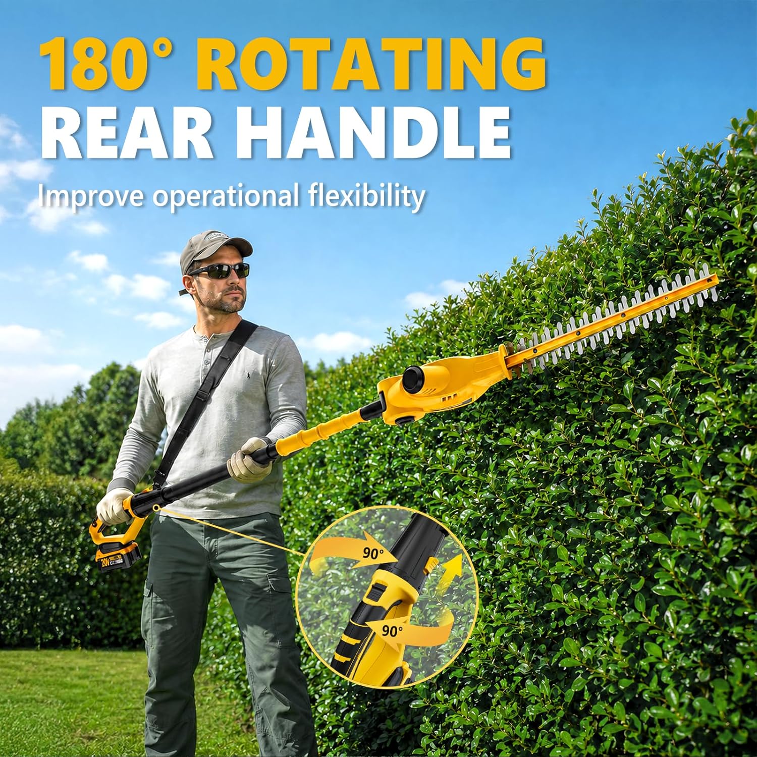 20V MAX Pole Hedge Trimmer,Telescoping Pole Hedge Trimmer,with 2 Packs 4.0Ah Batteries & Charger,8 Feet Hedge Trimmer