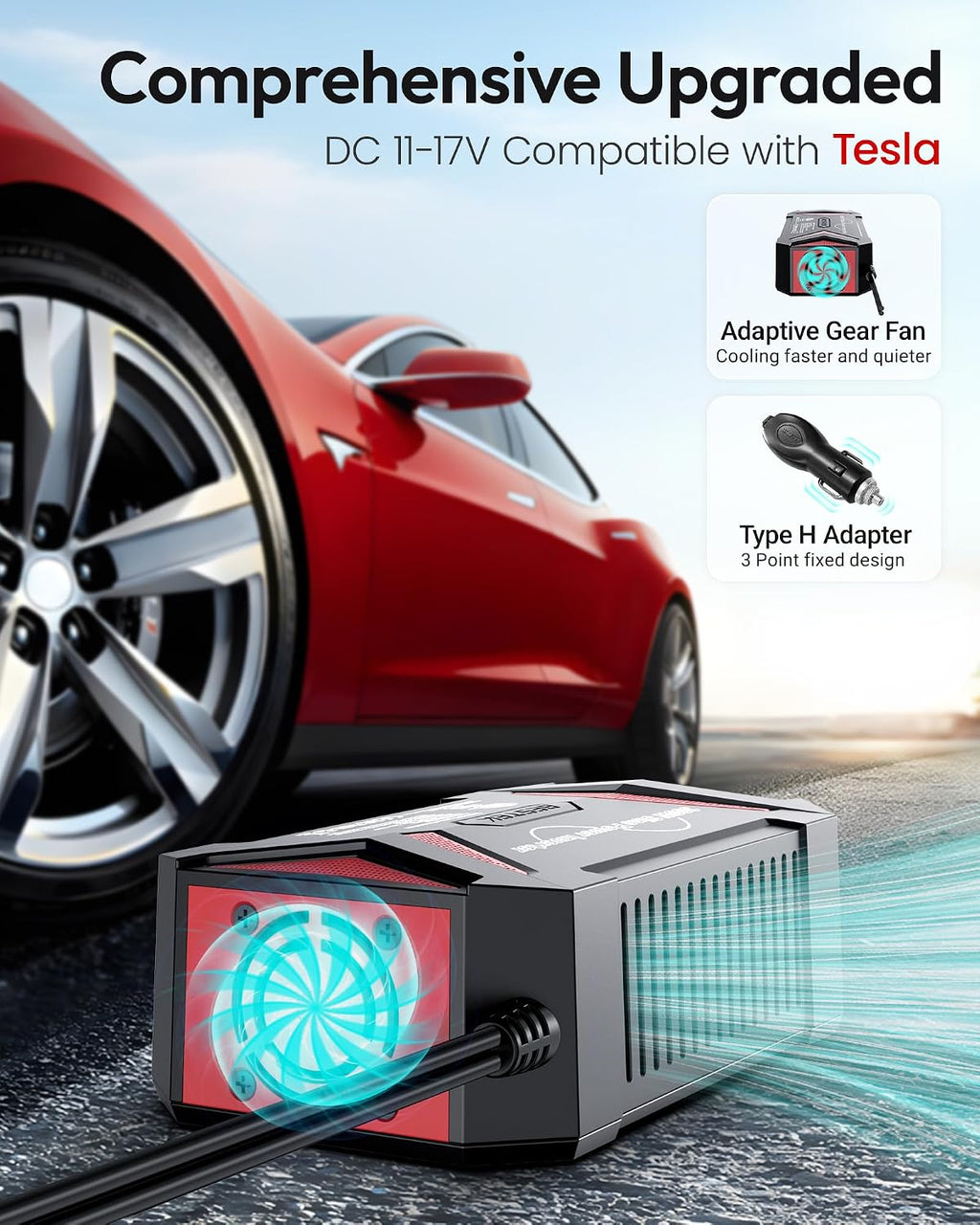 Pure Sine Wave Power Inverter, 300W DC 12-17V to 110V AC Car Adapter | Vehicle Plug in Cigarette Lighter Outlet Solar