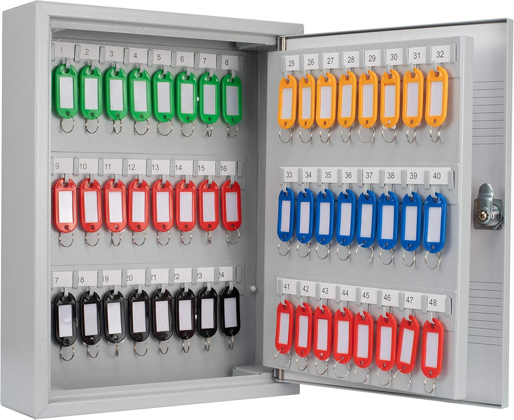 75 Position Key Lock Box – Hook-Style Cabinet with Numbered Hooks, Key Tags, Log Sheet, Labeled Shelves, Wall Mount