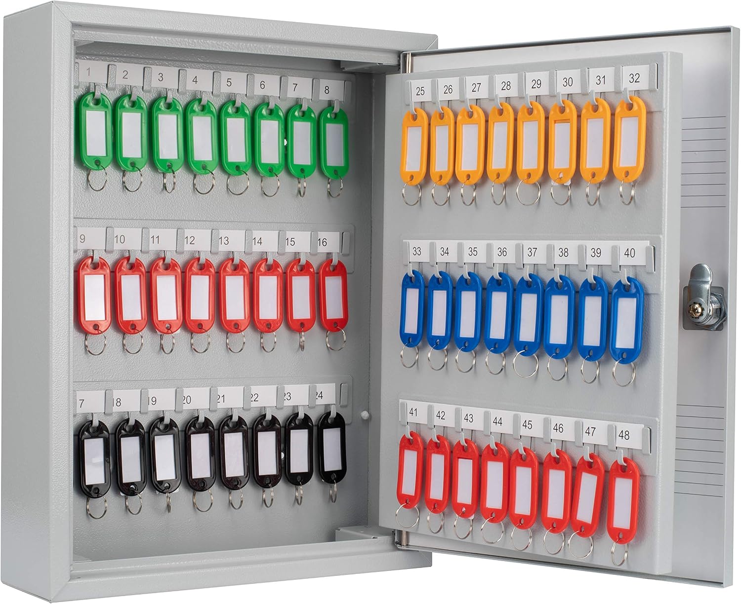 75 Position Key Lock Box – Hook-Style Cabinet with Numbered Hooks, Key Tags, Log Sheet, Labeled Shelves, Wall Mount