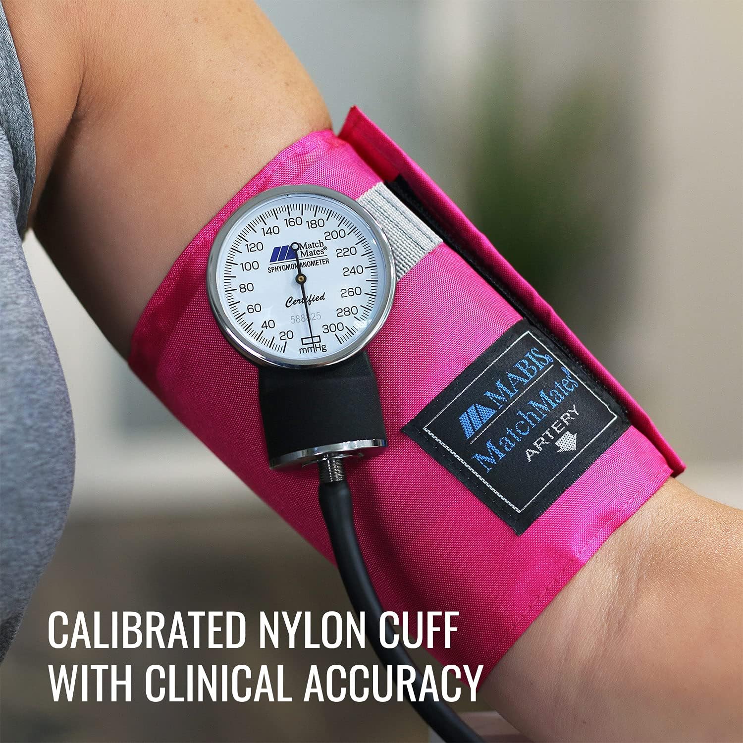 MatchMates Manual Blood Pressure Monitor Kit Aneroid Sphygmomanometer with Calibrated Nylon Cuff and Oversized