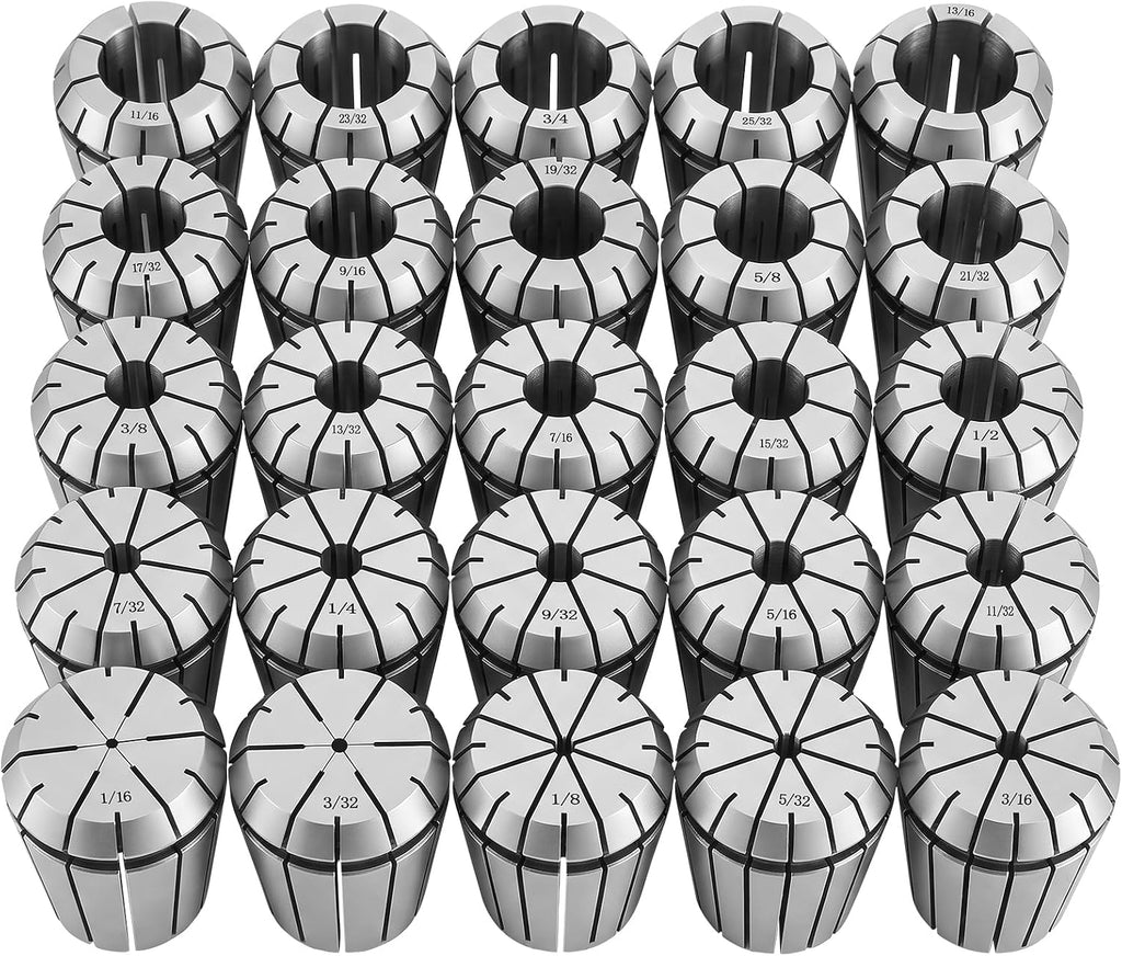 VEVOR ER32 Collet Set 1/16"-13/16" 25 Piece ER32 Spring Collet Chuck Set