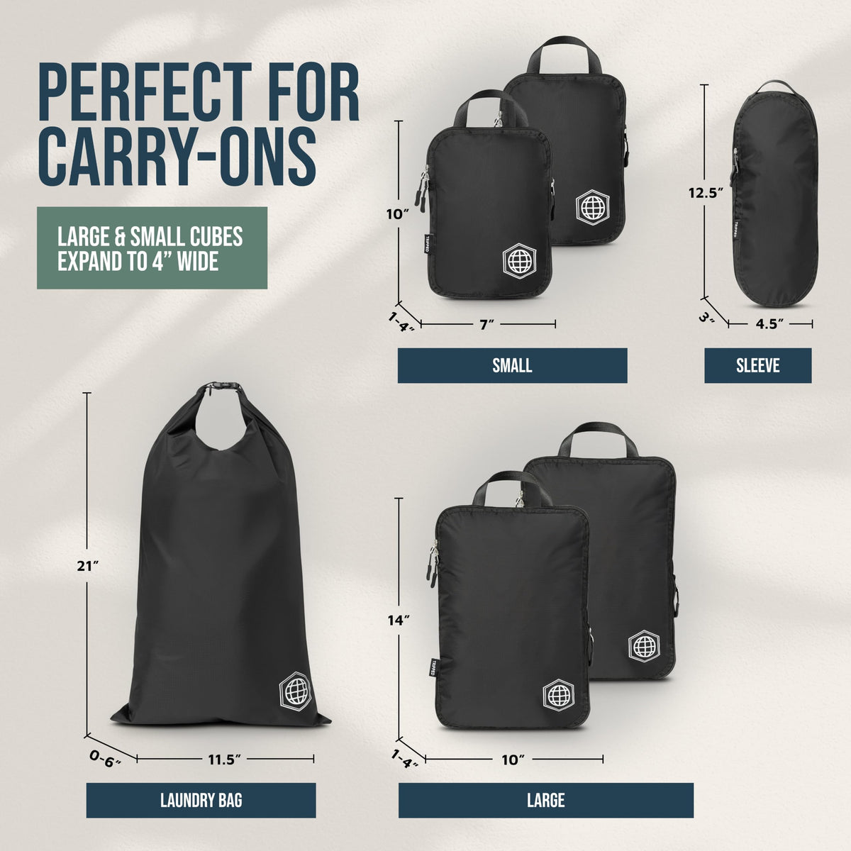 Compression Packing Cubes for Carry-On Travel 6-Pack