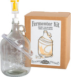 Fermentation Jug 1-pack - For Home Brewing - Includes 1 Gallon Glass Fermenter Jugs, Airlocks, and Silicone Stopper