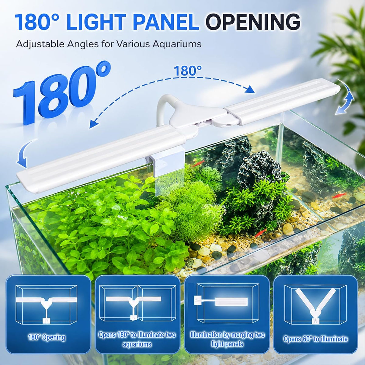 Aquarium Light Clip on Fish Tank Light Full Spectrum Plants Lights