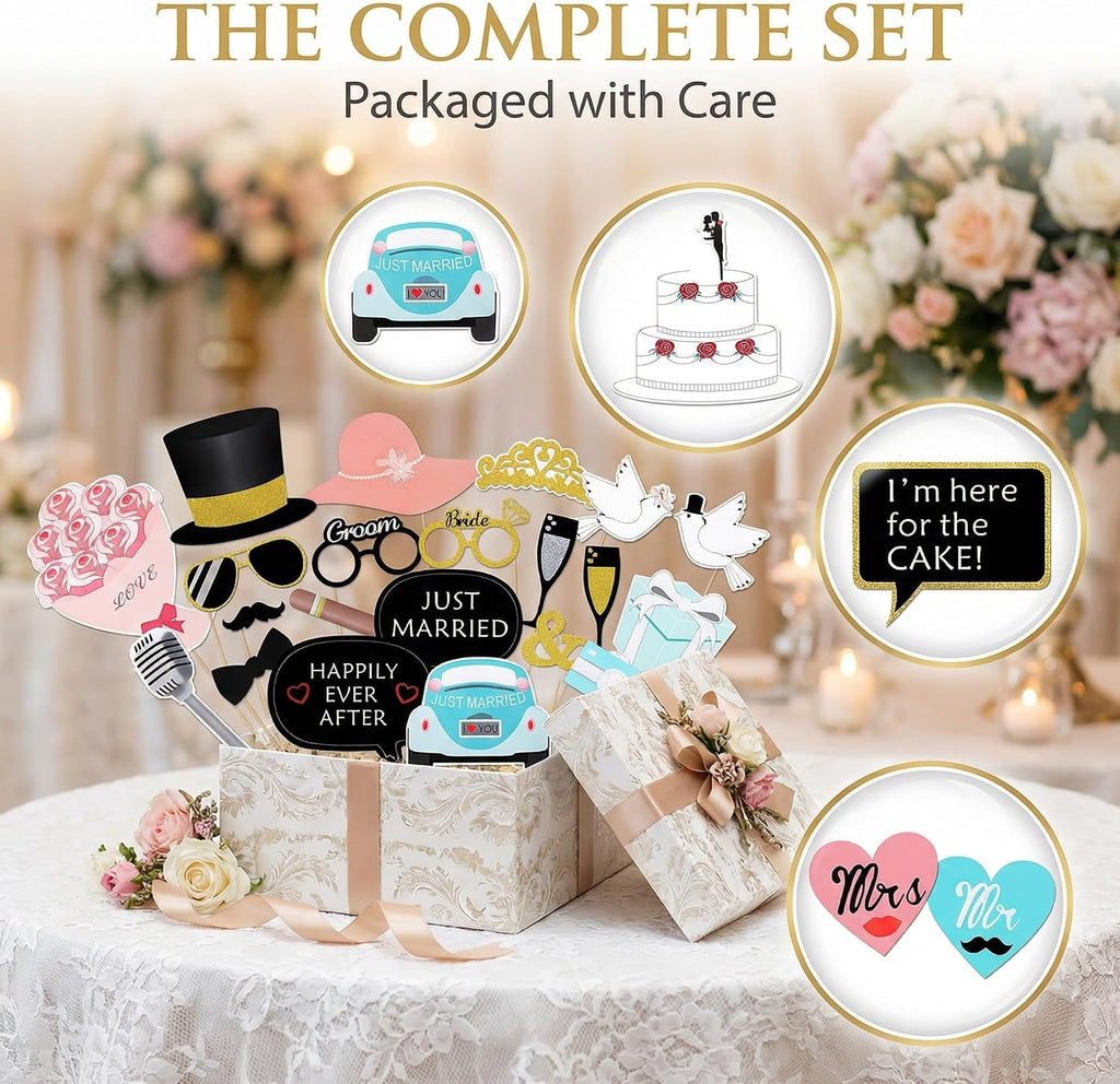52pcs Wedding Photo Booth Props for Bridal Shower & Engagement Party