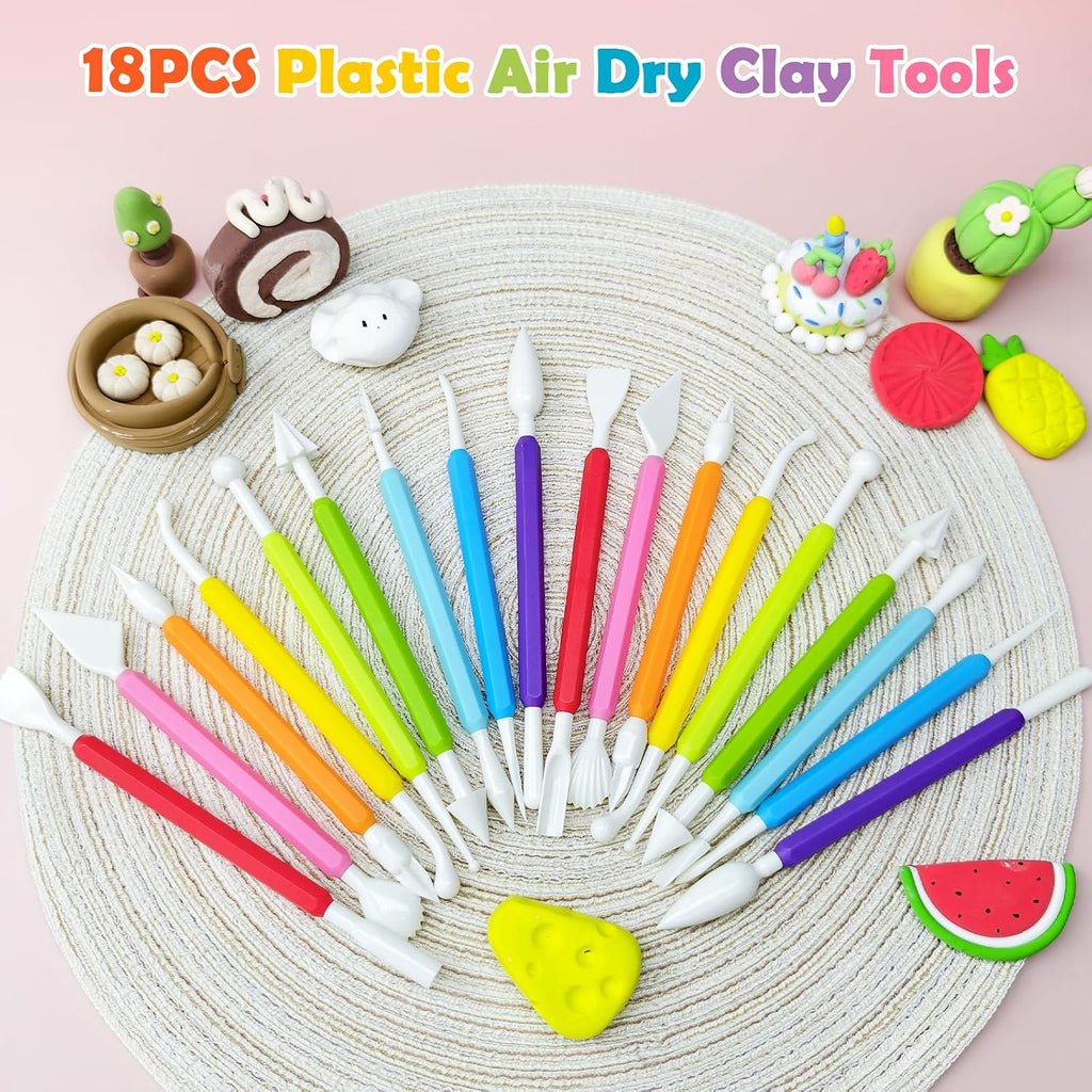 2 Set Air Dry Clay Tools, 18PCS Polymer Clay Tools Kit for Modeling, Plastic Clay Tools Sculpting for Kids, Adults