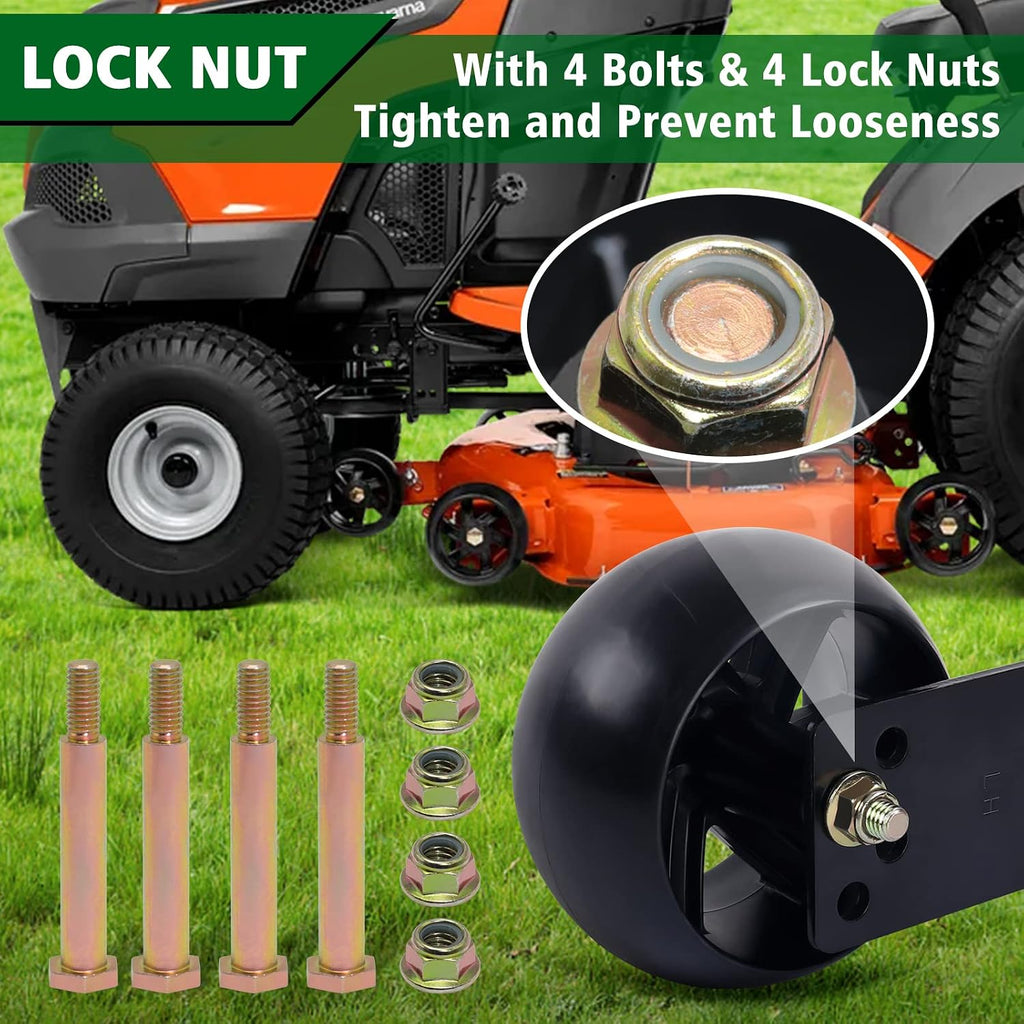 CheeMuii 4 Pack 589527301 Lawn Mower Deck Wheels Kit with Blots & Nuts