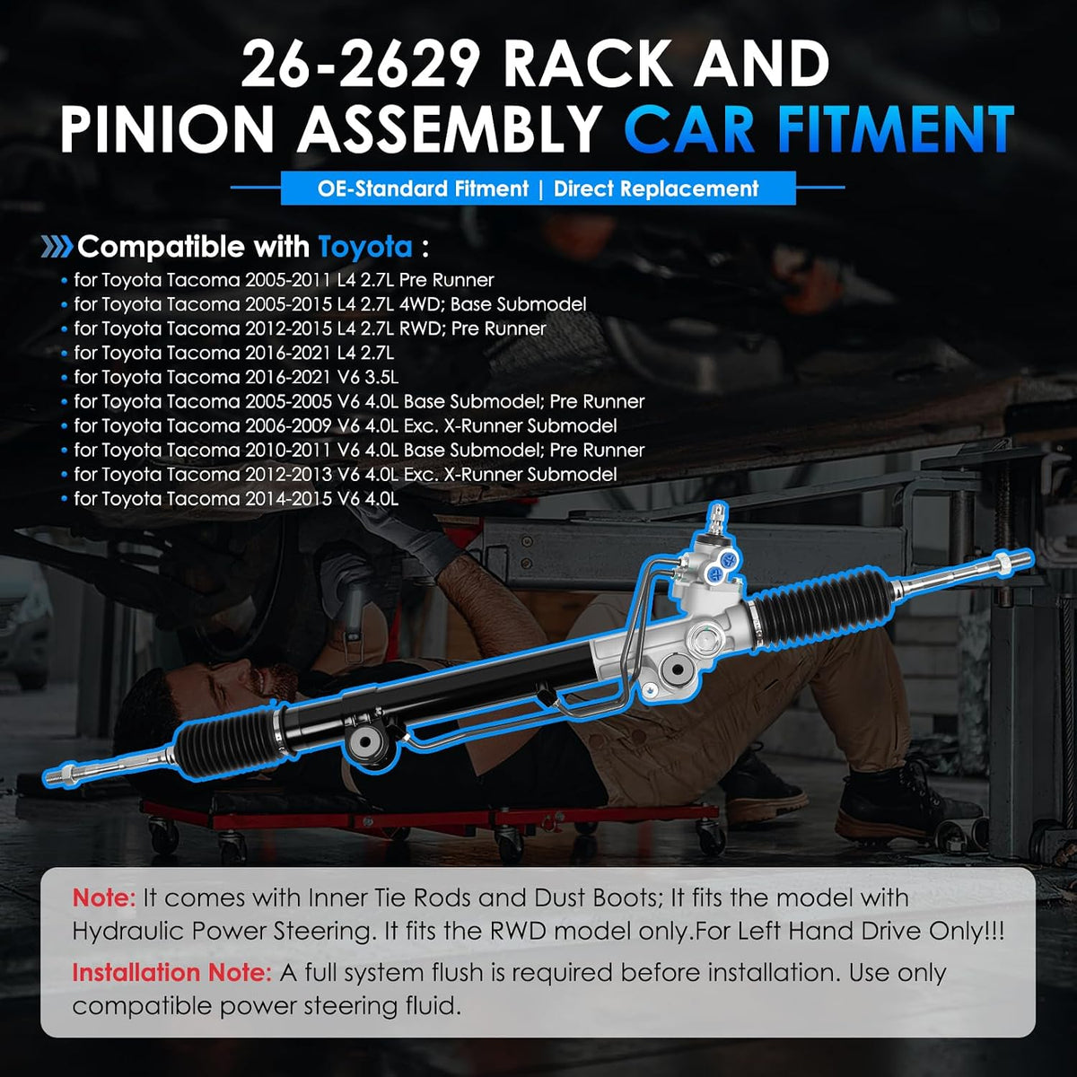 Hydraulic Power Steering Rack&Pinion 26-2629 Fit for Toyota Tacoma