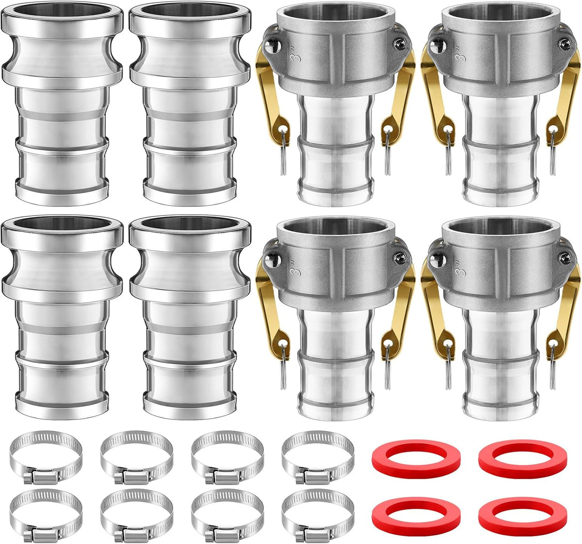 4 Set 3 Inch Camlock Fittings Type C&E