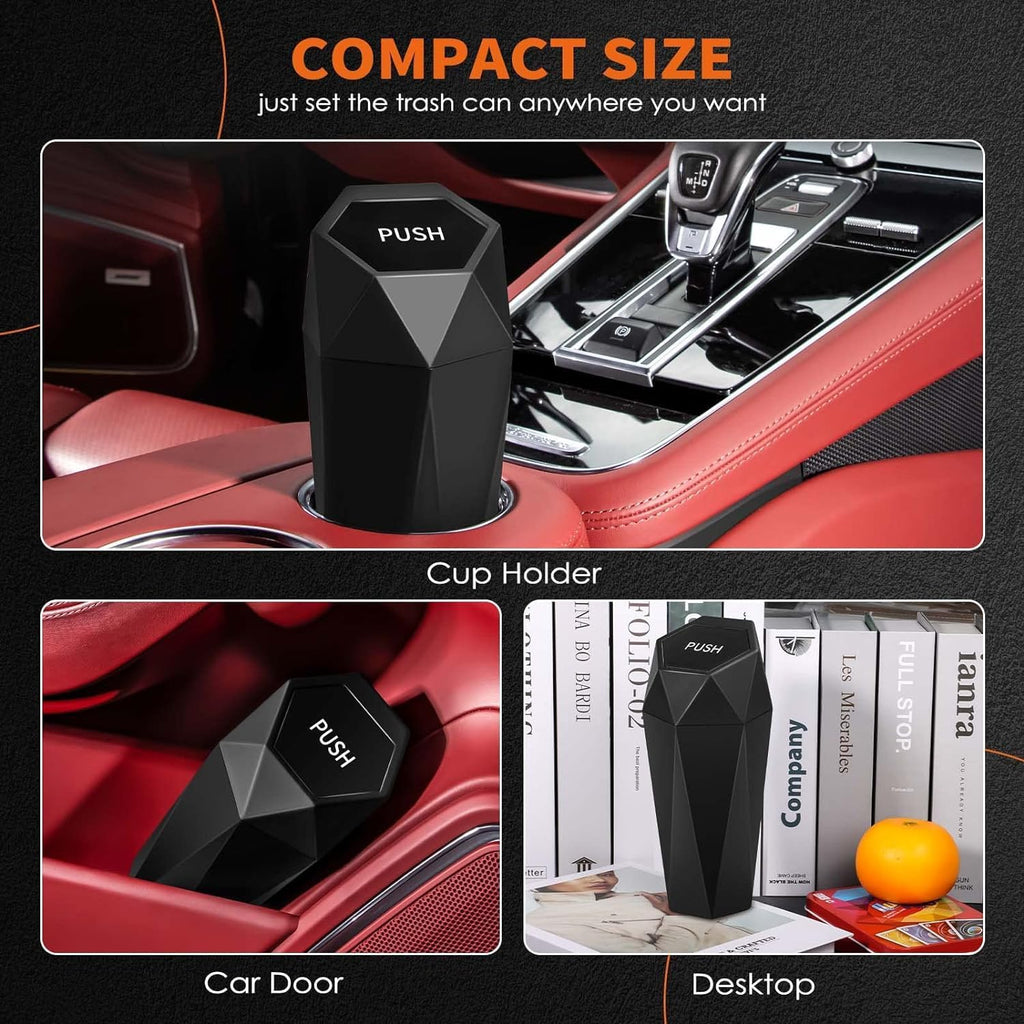 Car Trash Can with Lid - 2 Pack, Car Accessories for Interior, Leakproof Vehicle Garbage Can with 30 Attached Trash