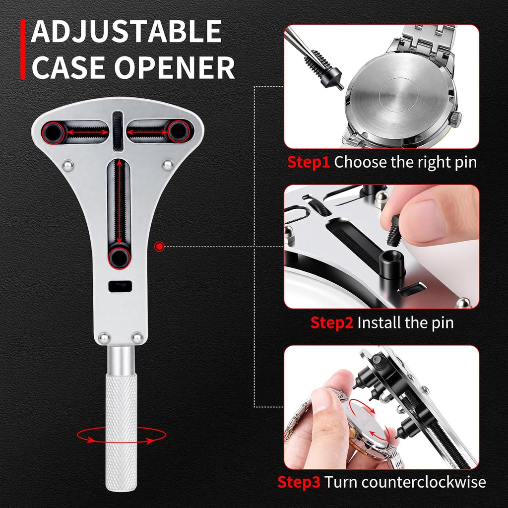 151 PCS Professional Watch Repair Tool Kit, Includes Watch Battery Change Kit, Watch Case Opener, Link Remover