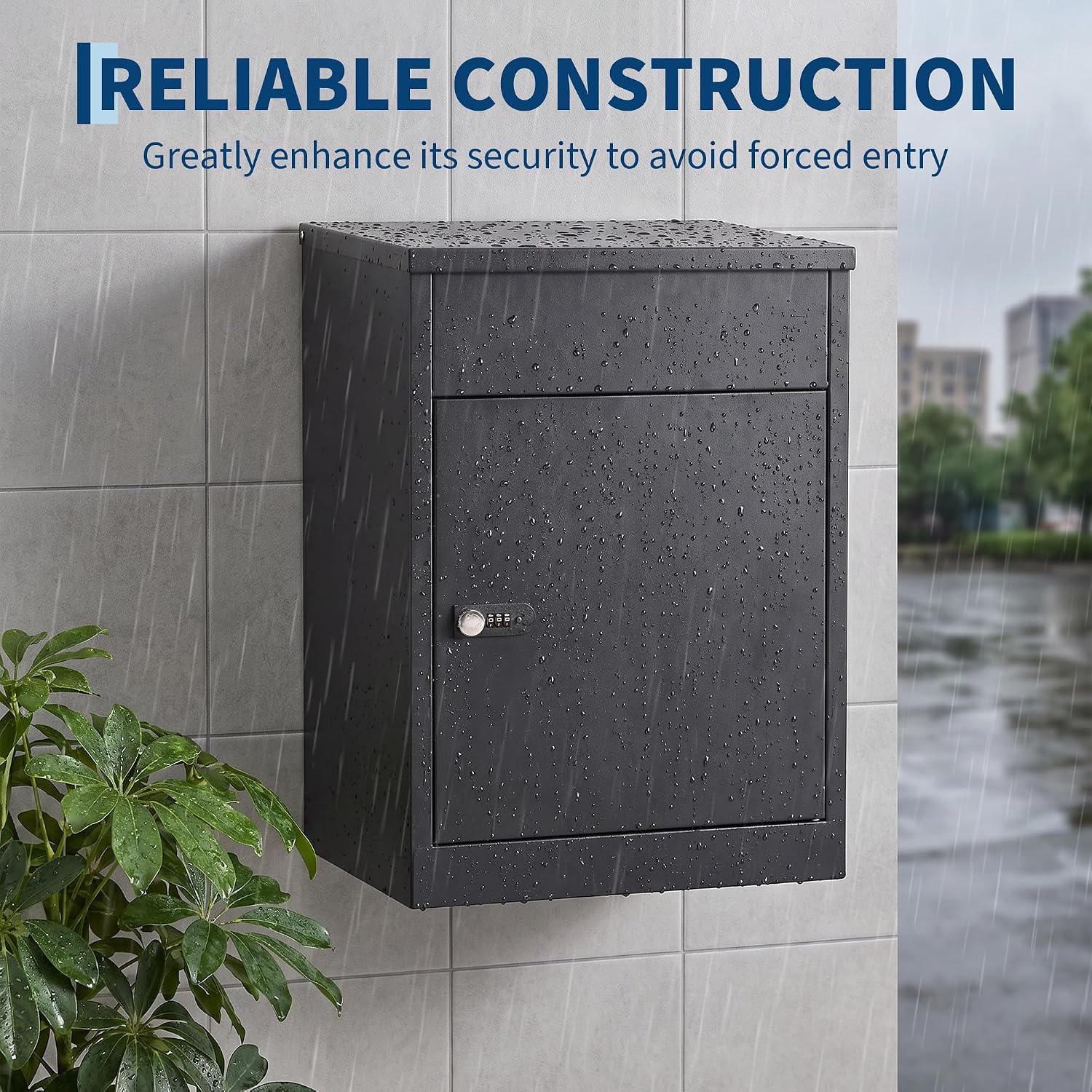 Package Delivery Box - Lockable Weatherproof Steel Parcel Drop Box | Anti-Theft Baffle Plate Porch Pirate Proof