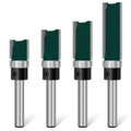 Flush Trim Router Bit Set 4 Pcs Straight Cut Router Bits 1/4 Inch Shank, Carbide Tipped Pattern Template Route Bit