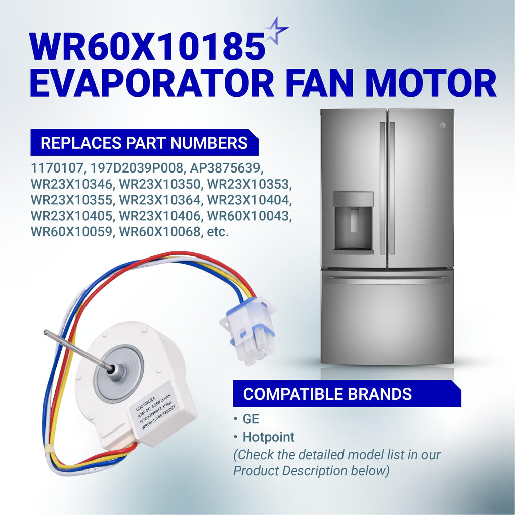 BlueStars Ultra Durable WR60X10185 Evaporator Fan Motor for G.E Hotpoint