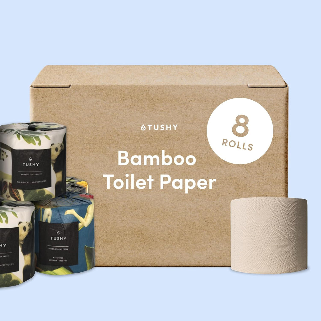 Premium Bamboo Toilet Paper, 3 Ply, 300 Sheets Per Roll, 8 Pack