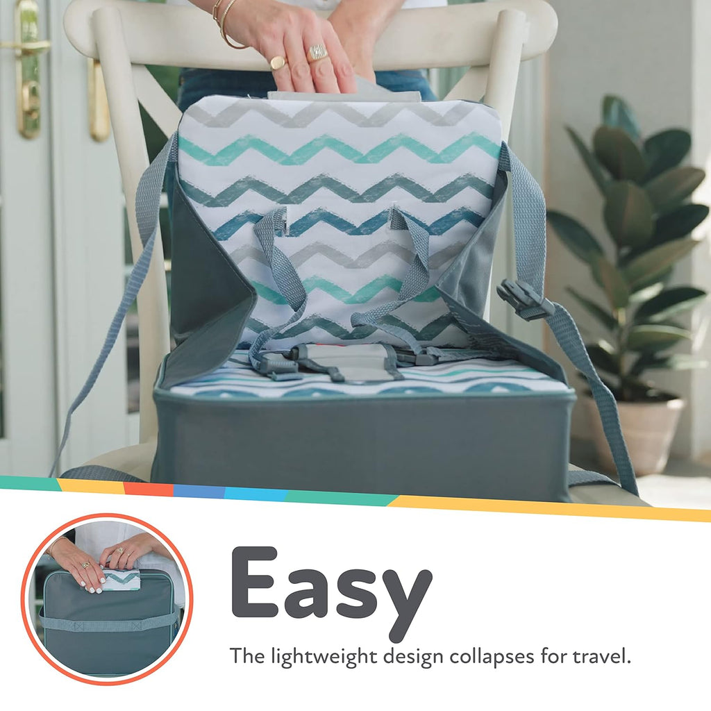 Easy Go Booster Seat for Kitchen Chair - Gray Chevron