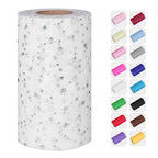 Glitter Tulle Rolls, 6” by 50 Yards Tulle Fabric Rolls(White)