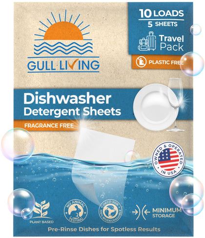 Eco-Friendly Dishwasher Detergent Sheets - Natural Dishwashing Detergent - Plant Based Dishwasher Soap Sheets