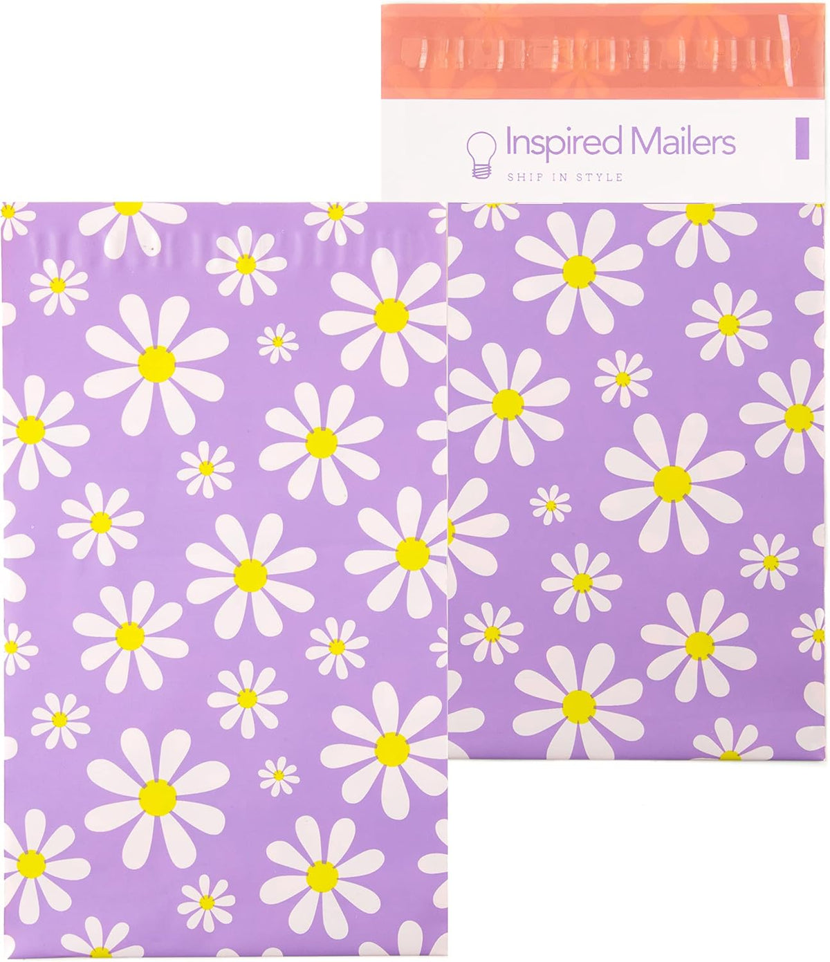 100 Small Poly Mailers 6x9 -Purple Daisies- Mailing Bags