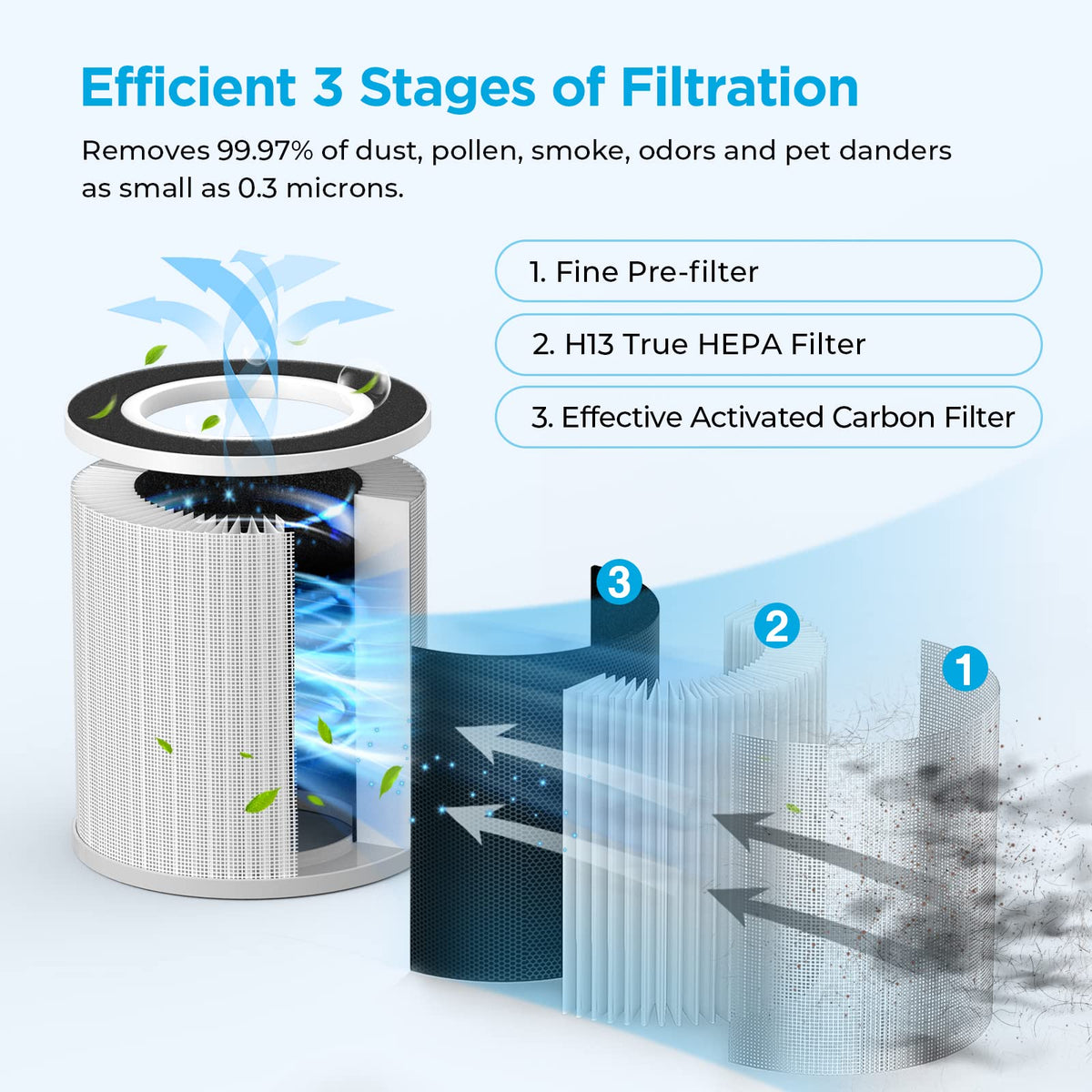Official Certified Replacement HEPA Filter for B-D02L/B-D02 Air Purifier (2-PACK)