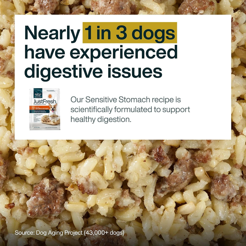 JustFresh Fresh Sensitive Stomach Dog Food Pouches - 7 Pack