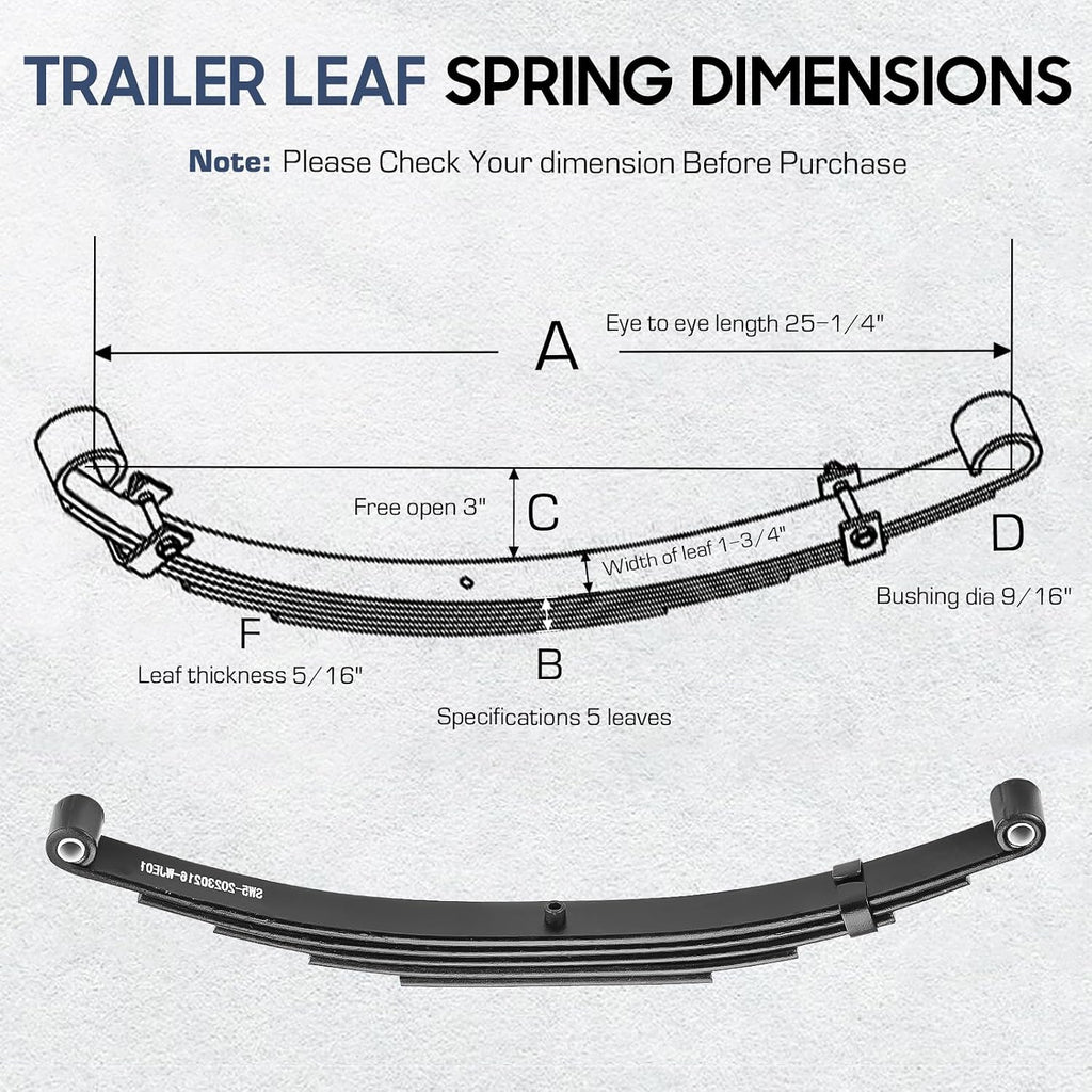 Replacement for SW5 5 Leaf Trailer Leaf Spring, 6000LB Tandem Trailer Axle Suspension Kit with 3000lb Capacity Double