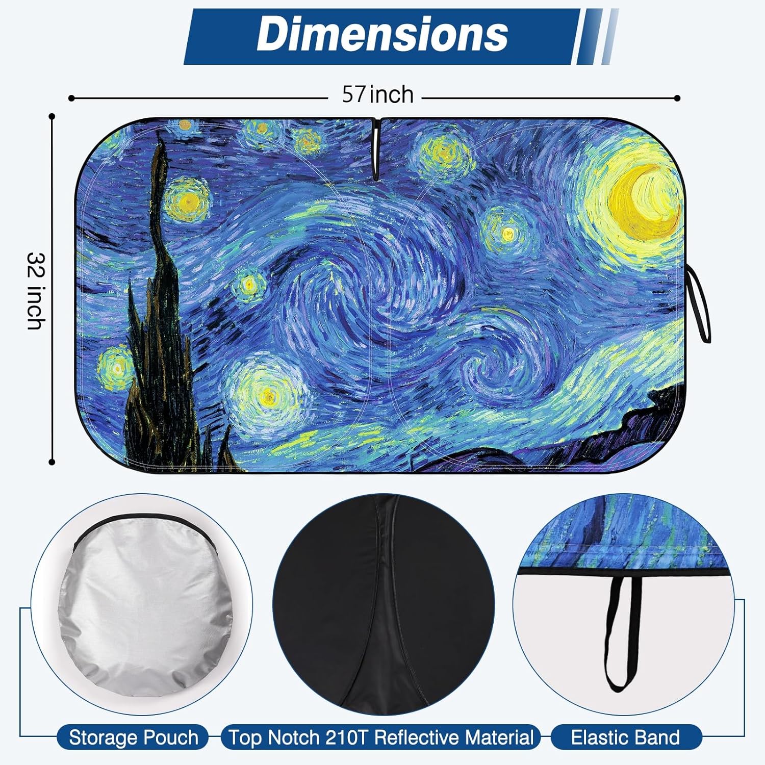 Car Windshield Sun Shade, Foldable Front Window Sunshade Blocks UV Rays, Keep Car Interior Cool, Universal Fit for