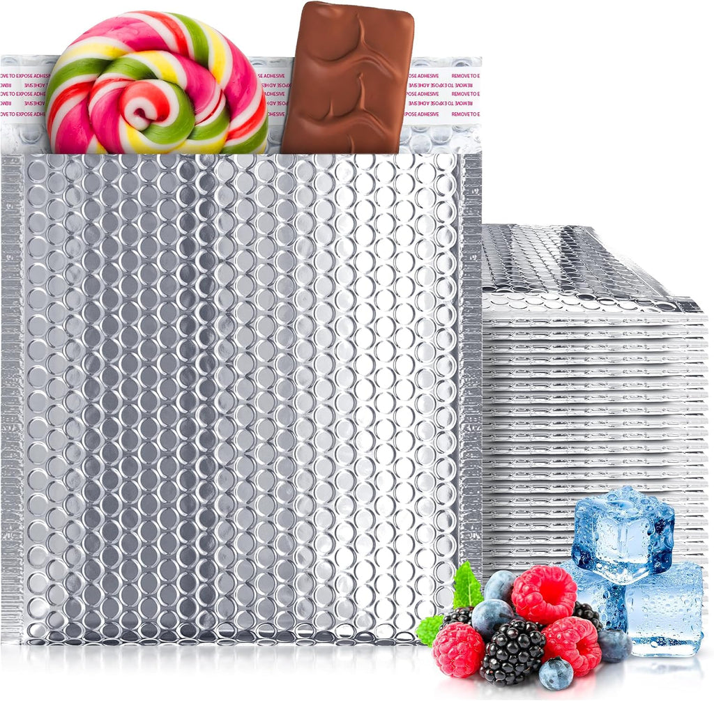 Thermal Bubble Mailer, 6 x 6 Inch Metallic Foil Insulated Envelopes, 25 Pack Self Seal Waterproof Shipping Mailers