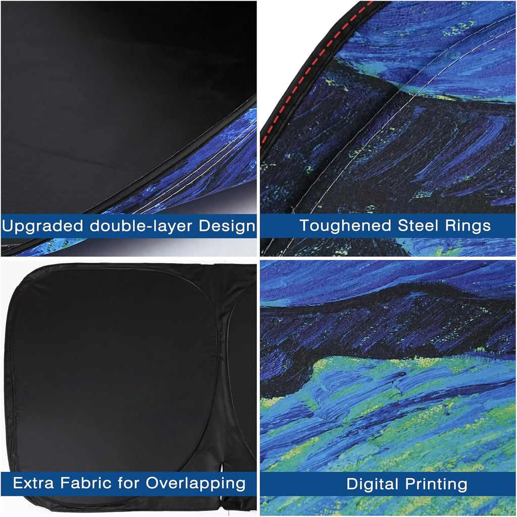 Car Windshield Sun Shade, Foldable Front Window Sunshade Blocks UV Rays, Keep Car Interior Cool, Universal Fit for