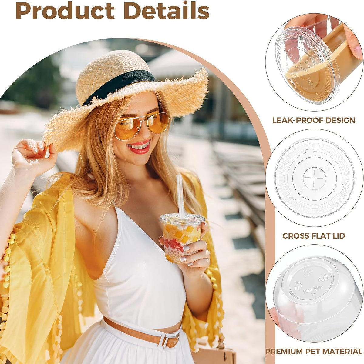 50 Pcs 12 OZ Clear Plastic Slushie Boba Cups with Lids and Straws