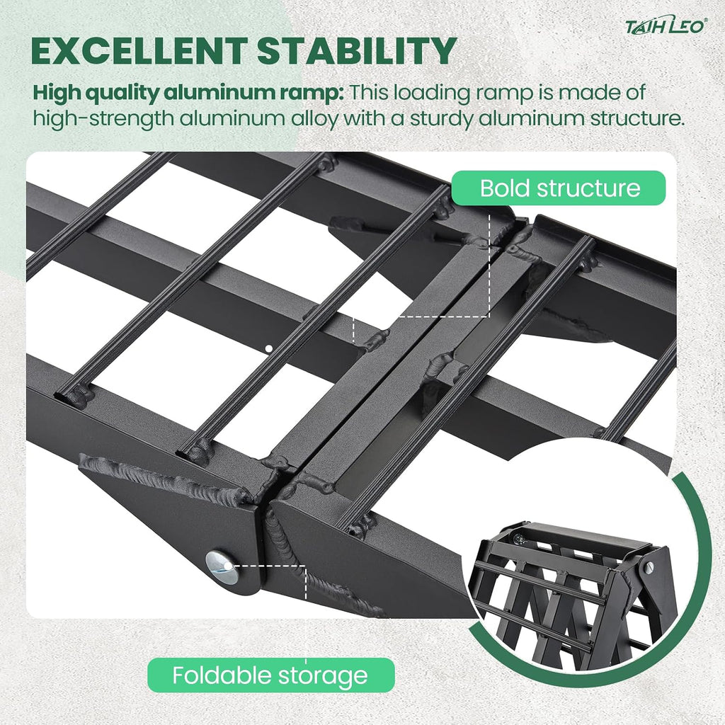 10ft Motorcycle Ramp - 600lb Capacity - Portable Loading Ramp for Motorcycles, Dirt Bikes, Bicycles - 120"x11.6"