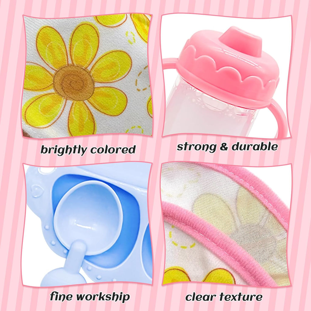 15 PCS Baby Doll Accessories Magic Bottle Set,Pretend Play Feeding Toys,Doll Feeding Set with Package for