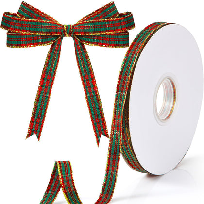 50 Yard Grosgrain Stripe Ribbon Plaid Ribbon Polyester Fabric for Wedding DIY Crafts Gifts Wrapping Bouquets