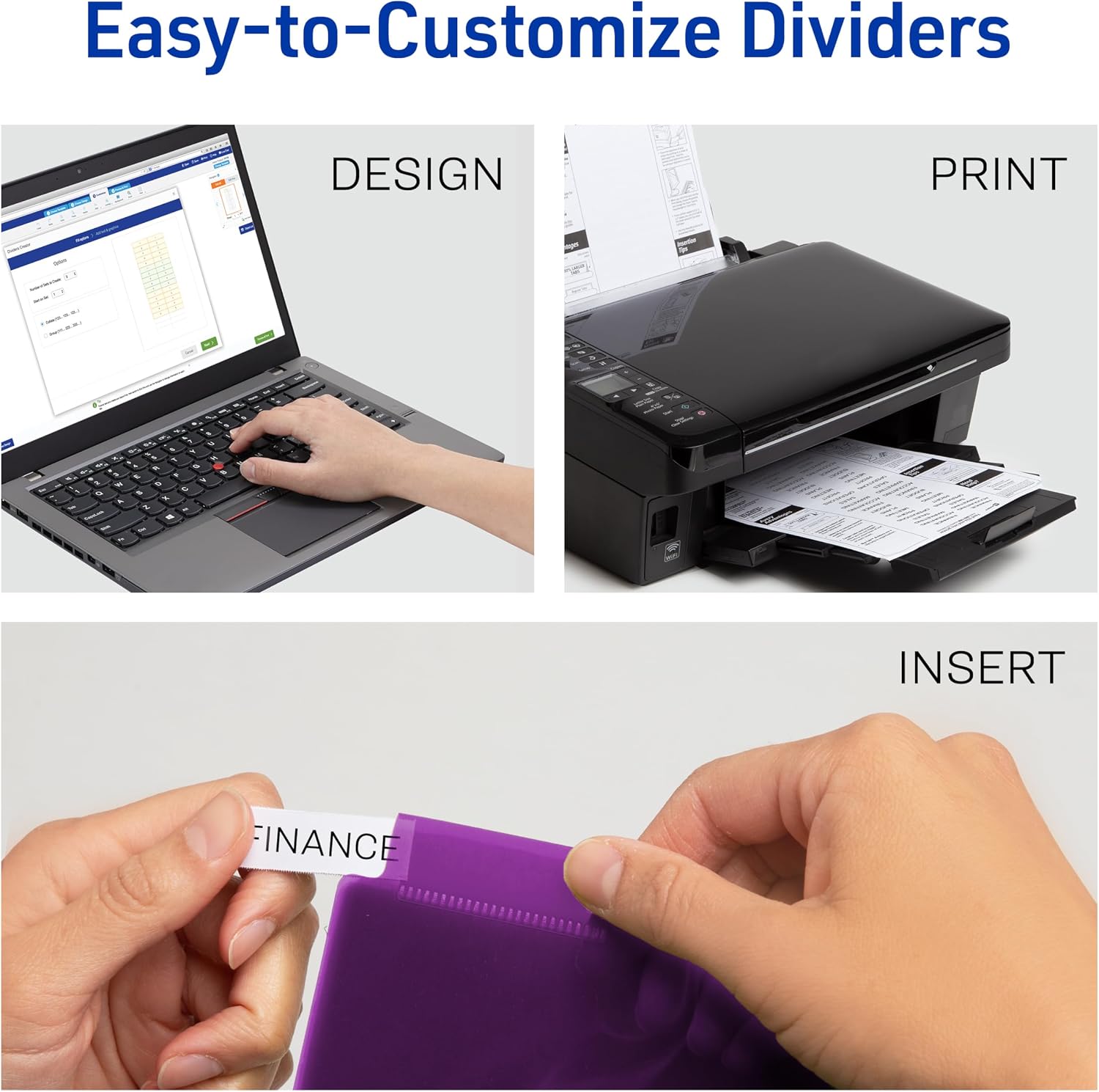 Insertable 8 Tabs Plastic Divider for 3 Ring Binders, One Pocket | 3 Sets of Durable Binder Dividers with 8 Colors