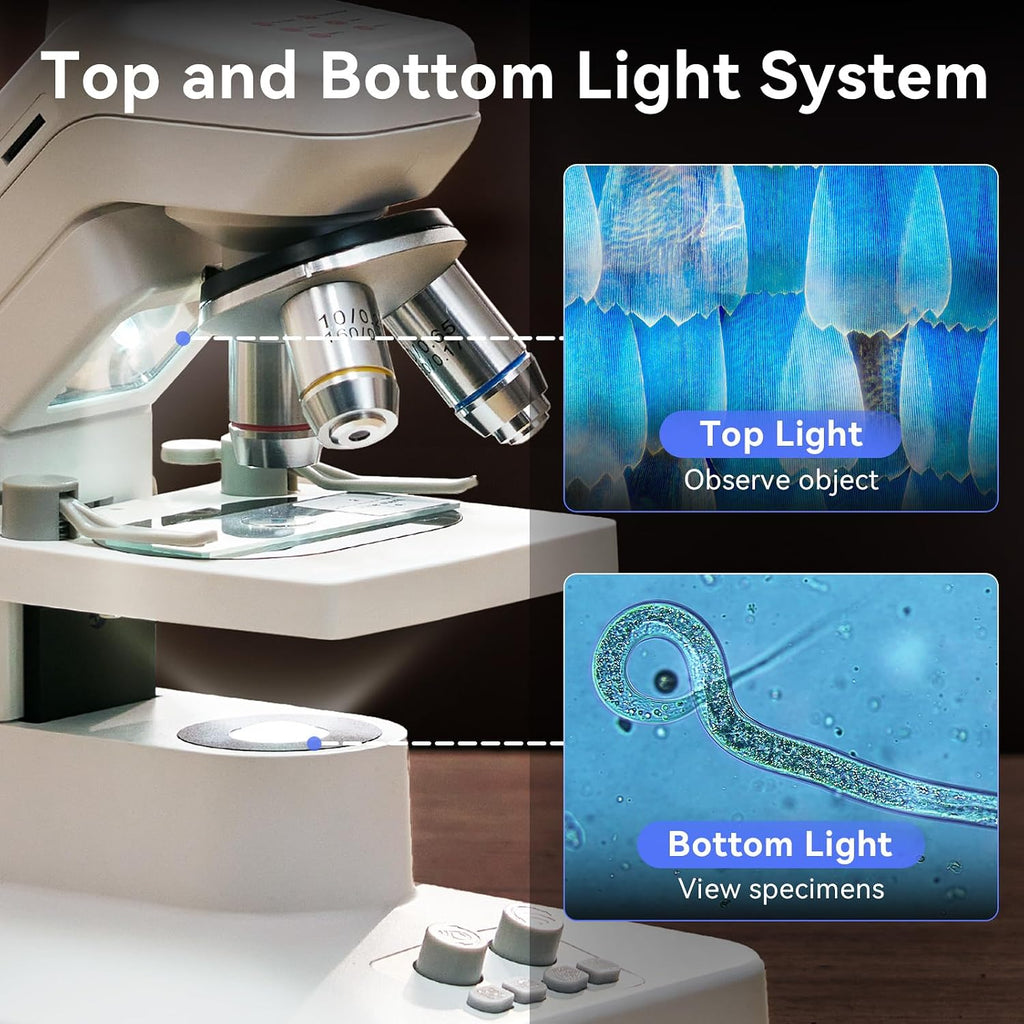 DM301 Pro Microscope for Kids Adults Students, 7" Screen Science Kit | TV/PC View, Camera & Video, Wireless APP