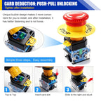TWTADE 5Pcs 22mm Emergency Stop Push Button Switch with Transparent Protective Cover, 1NO 1NC 10A 440V E-Stop Button Switch for Industrial Control, Machine Tools and Equipment