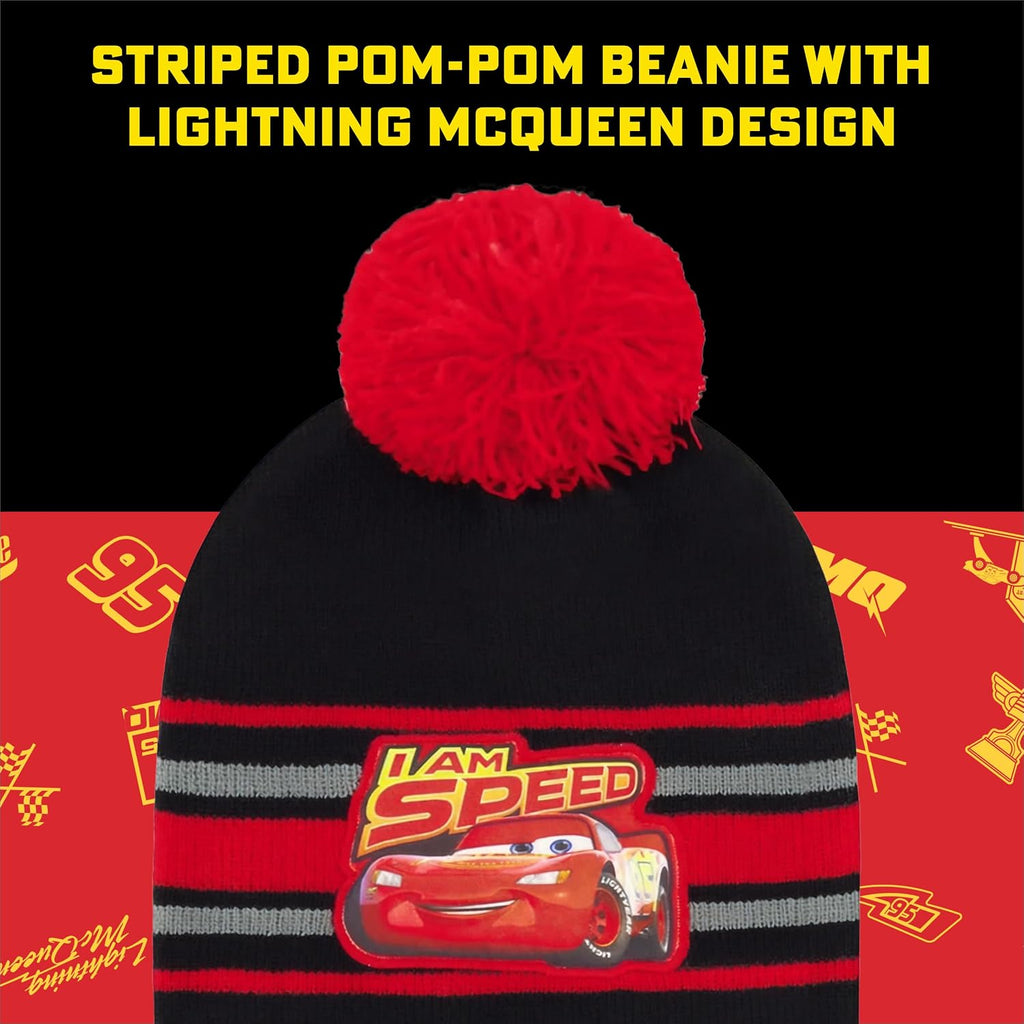 Boys Toddler Winter Hat, Scarf & Mittens Set 2-4 Or Cars Lightning McQueen Hat, Scarves & Kids Gloves Sets 4-7